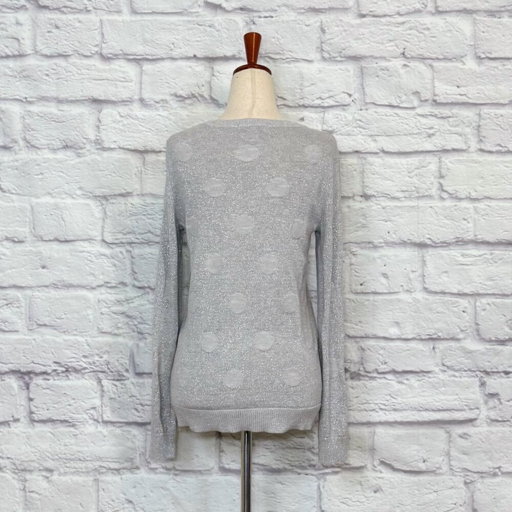 Liz Claiborne Silver Metallic Polka Dot Sweater - Picture 2 of 9